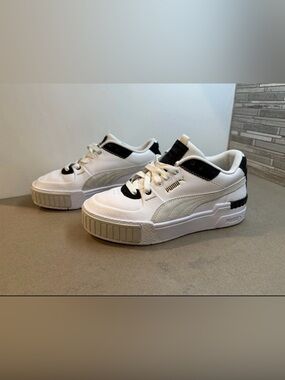 Puma White & Black Platform Low-Top Sneakers